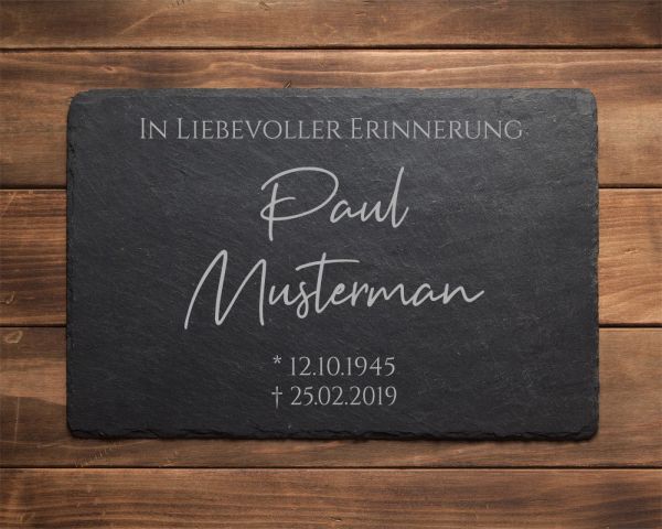 Schieferplatte, Gedenktafel, Grabtafel, Gedenkstein
